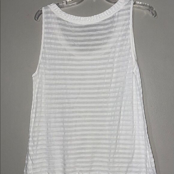 LOFT White Sleeveless Tank Top with Textural Stripes - Picture 6 of 8